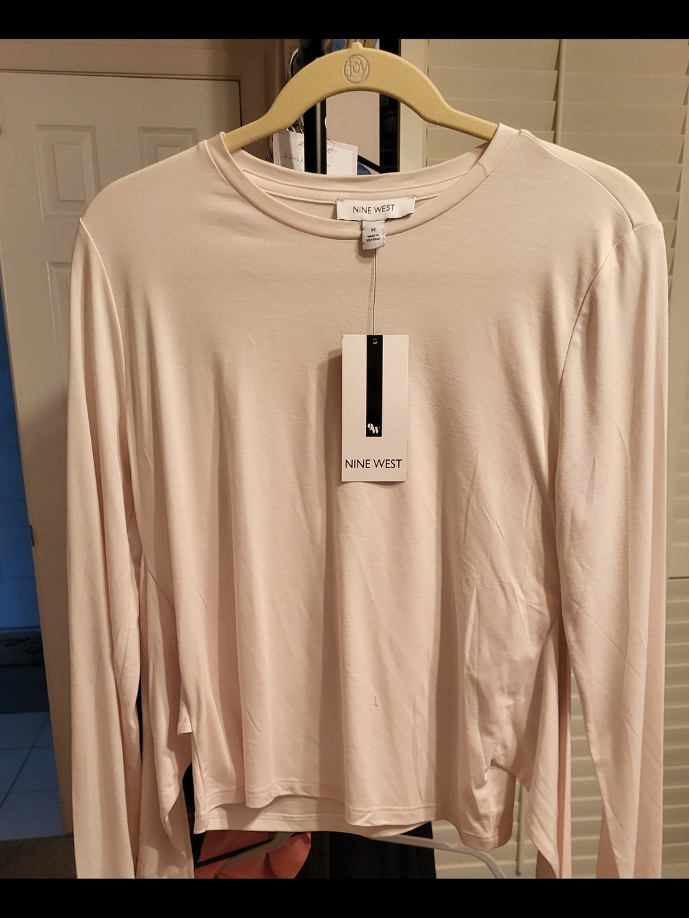 Nine West Beige Crewneck Long Sleeve Top W/ Tie 20"W X 21"L